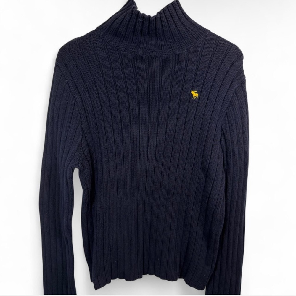 Vintage Y2K Abercrombie & Fitch Ribbed Turtleneck Sweater Women Size L Navy